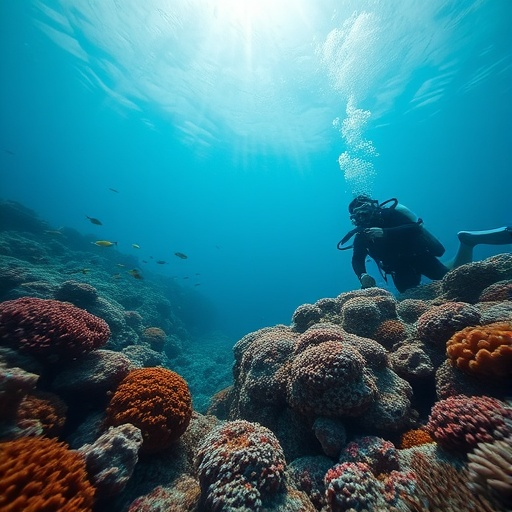 Sunlit Passage: A Diver’s Tranquil Journey Through Coral