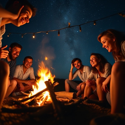 Campfire Under a Starry Sky