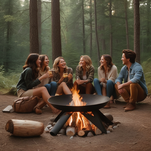 Campfire Connection: Friends Gather Under the Stars