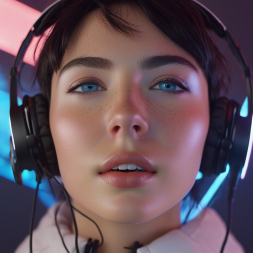 Dreamy Portrait: A Futuristic Vision in Blue and Pink