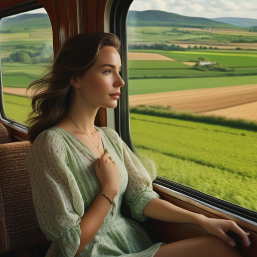 Lost in the Landscape: A Moment of Tranquility on a Vintage Train