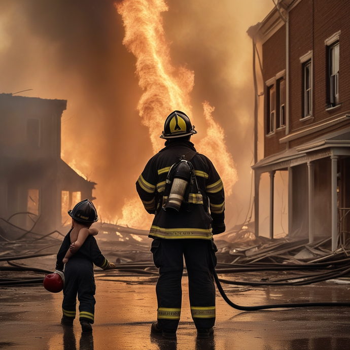 Hero in the Flames: Firefighter Protects Child Amidst Burning Inferno