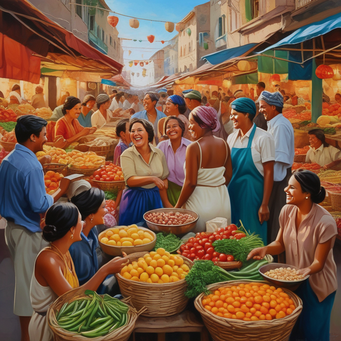 A Symphony of Colors and Life: Capturing the Energy of a Bustling Marketplace