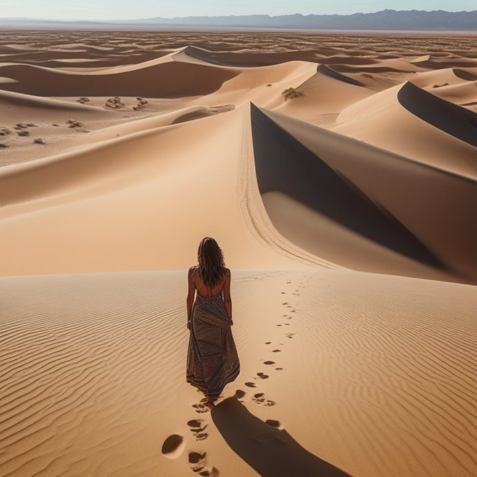 A Solitary Journey Across the Endless Sands