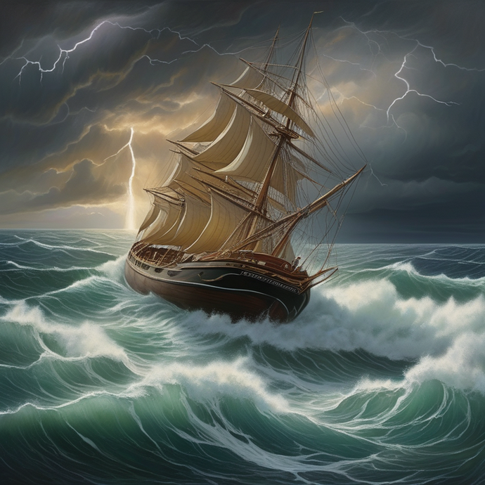 Ship Battles Stormy Seas in a Dramatic Showdown with Nature