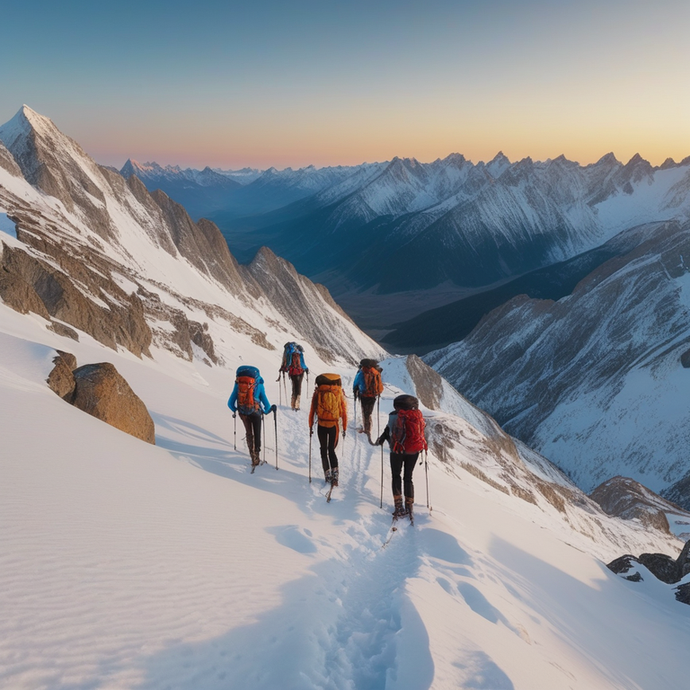 Sunrise Symphony: Hikers Conquer the Majestic Peaks