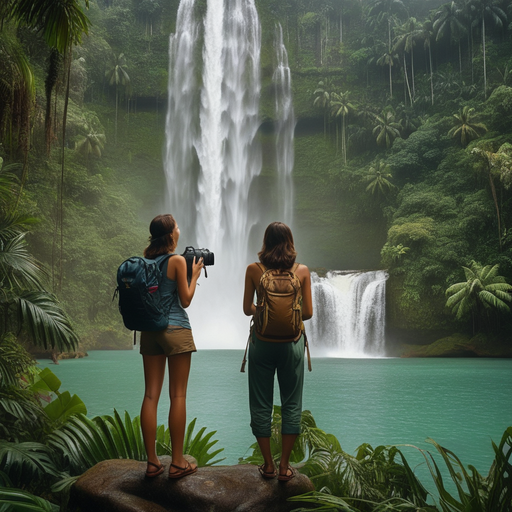 Lost in the Lush: Two Women Discover Tranquility at a Tropical Waterfall