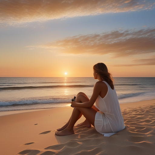 Silhouette of Serenity: A Woman Finds Peace at Sunset