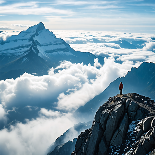 A Solitary Figure Contemplates the Vastness of the Clouds