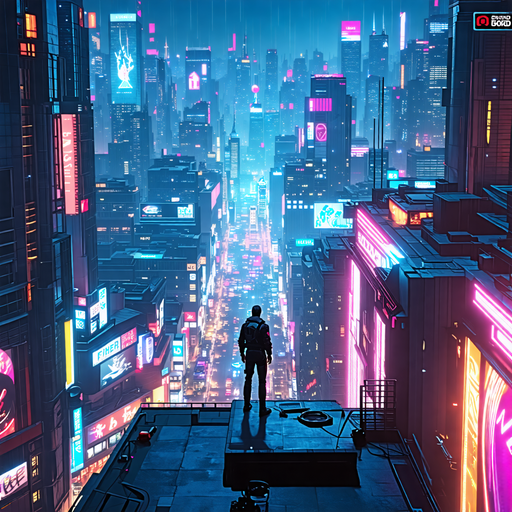 Lost in the Neon Rain: A Cyberpunk Silhouette