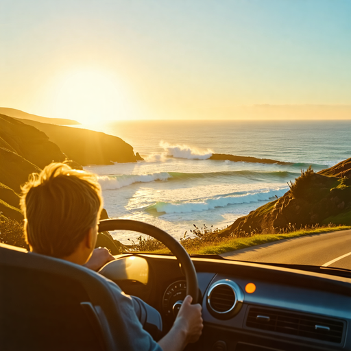 Golden Hour Drive Along the Cliffside