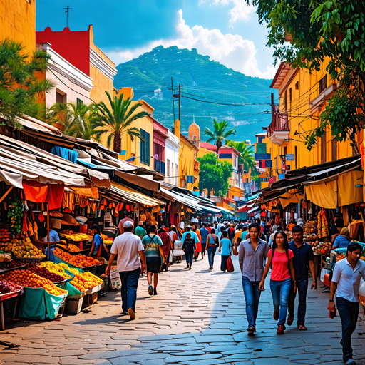 A Vibrant Street Scene Bursting with Life