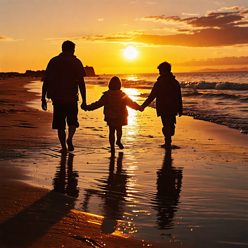 Sunset Silhouettes: A Family’s Moment of Connection