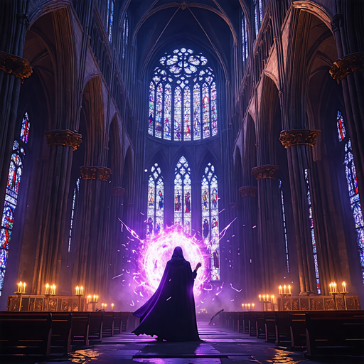 A Shadowy Figure and a Glowing Portal: A Gothic Cathedral Unveils its Secrets