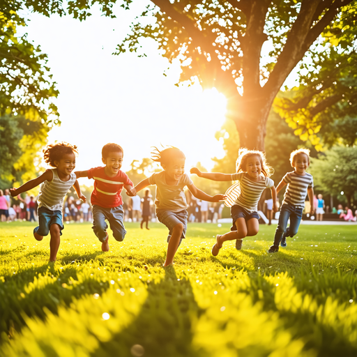 Sun-Kissed Joy: Children’s Laughter Fills the Park