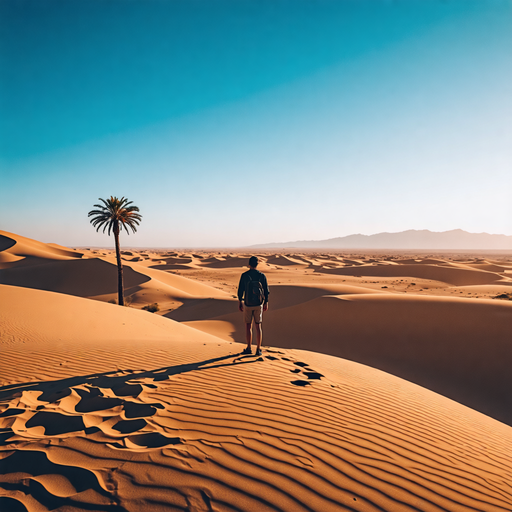 A Solitary Figure in the Expansive Desert