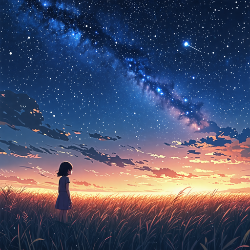 A Moment of Wonder: A Girl Gazes at the Milky Way