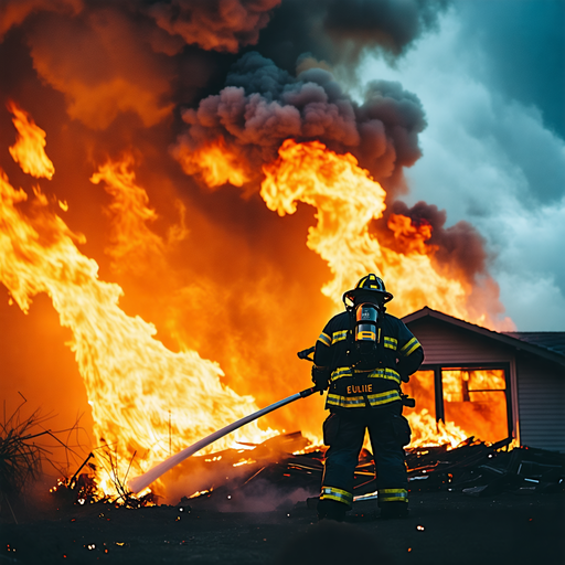 Firefighter Bravely Battles Blaze in Dramatic Scene