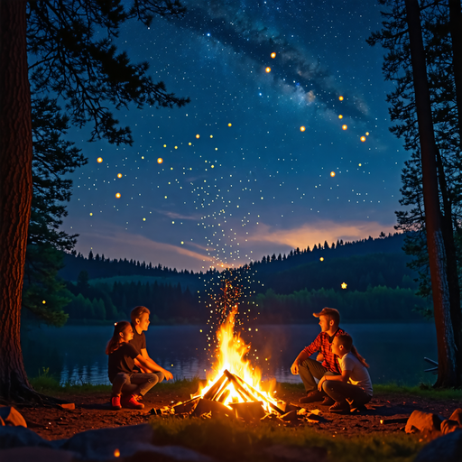 Campfire Serenity Under a Starry Sky