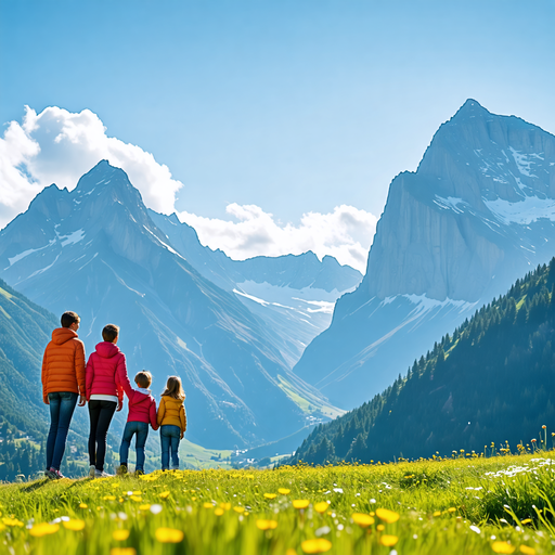 Serene Family Adventure in a Mountain Valley