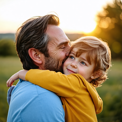 Sunset Love: A Father’s Tender Kiss