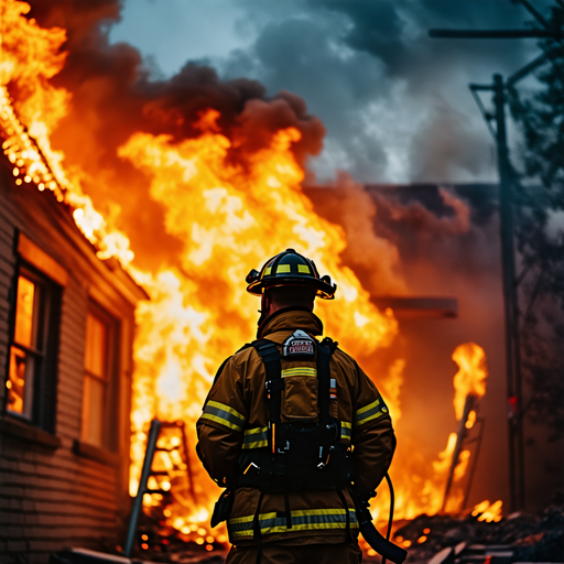 Firefighter Stands Tall Amidst Blazing Inferno