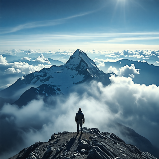 A Moment of Majesty: Hiker Contemplates the Vastness of Nature