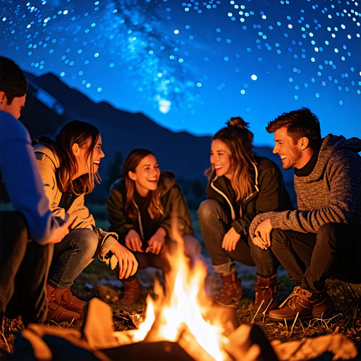 Campfire Laughter Under a Starry Sky