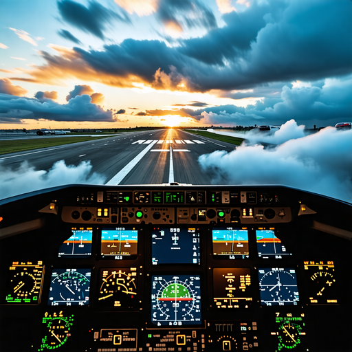 Sunset Landing: A Dramatic Cockpit View