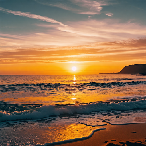 Golden Hour Serenity: Sunset Over a Tranquil Ocean