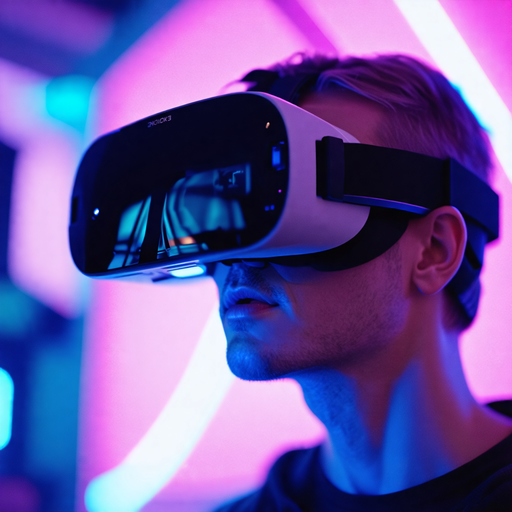 Lost in the Neon Glow: A Man Embraces the Future of VR