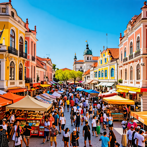 A Vibrant Tapestry of Life: Capturing the Bustling Energy of a European Market