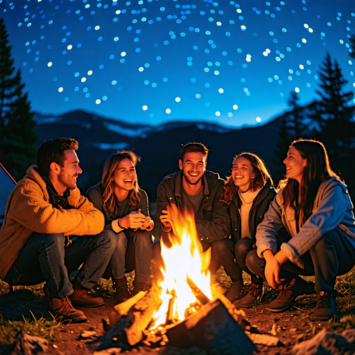 Campfire Tales Under a Starry Sky