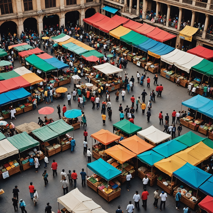 A Sea of Color: Aerial View of a Bustling Market