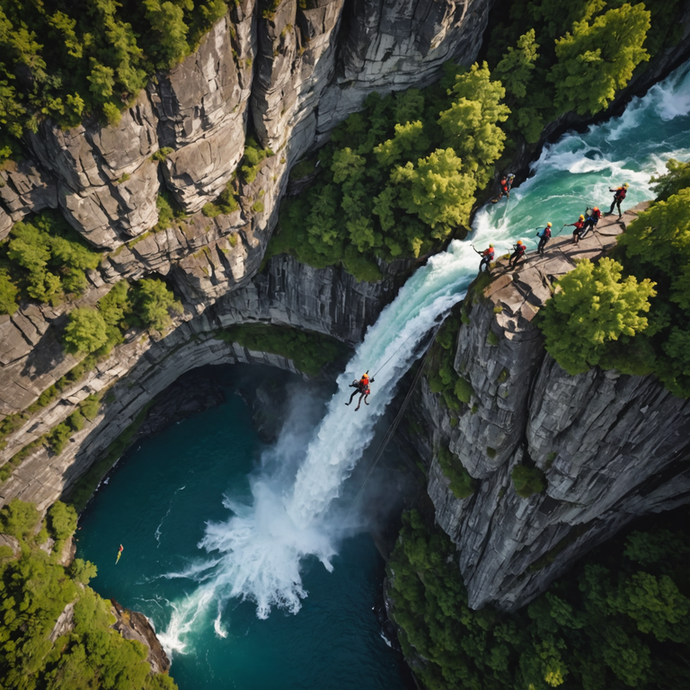 Conquering the Cascades: Rappelling Down a Majestic Waterfall