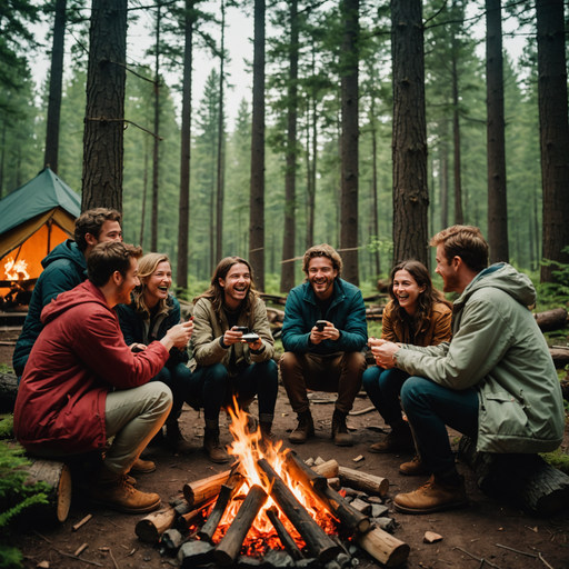 Campfire Camaraderie: Friends Gather Under the Stars