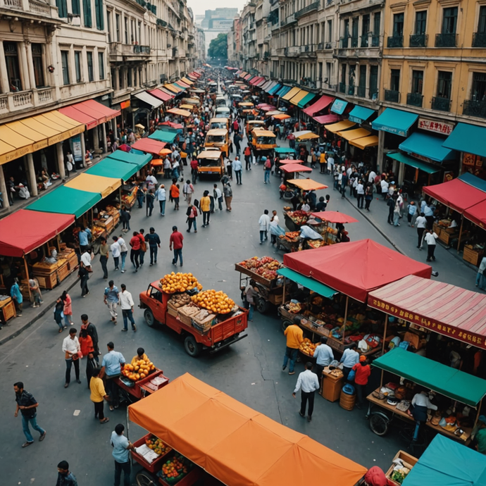 A Bird’s Eye View of Bustling Life: A Vibrant Street Market