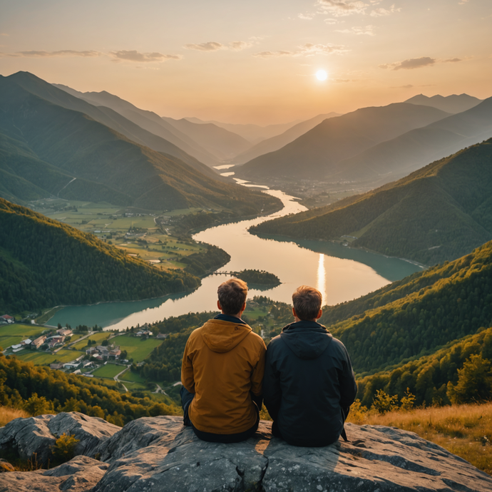 Two Figures Silhouetted Against a Breathtaking Sunset