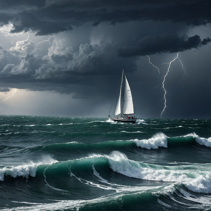 Tiny Boat, Mighty Storm: A Sailboat Battles the Elements