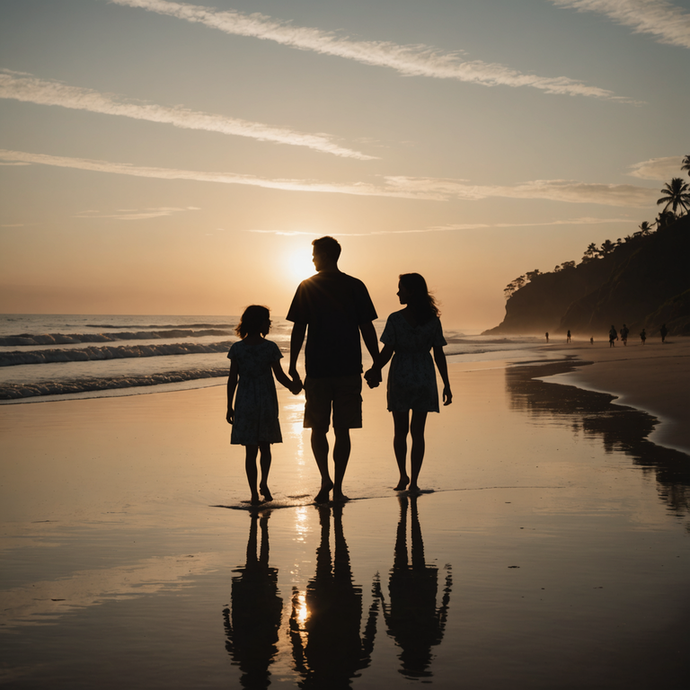 Silhouettes of Love: A Family’s Sunset Stroll