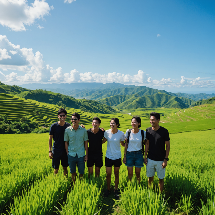 Friends Find Joy in the Heart of the Rice Paddy Fields