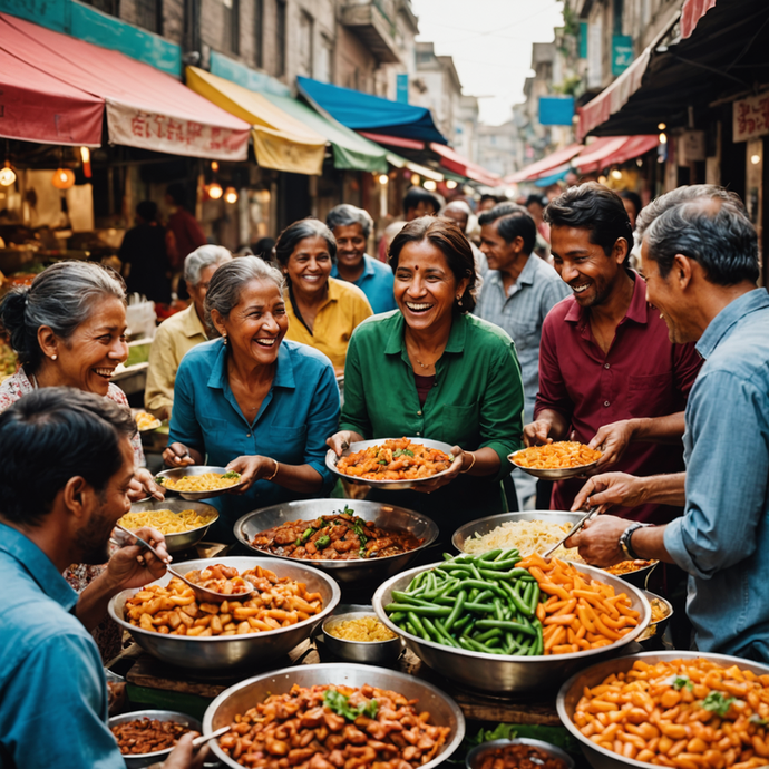 Laughter, Food, and Vibrant Colors: Capturing the Joy of a Bustling Market