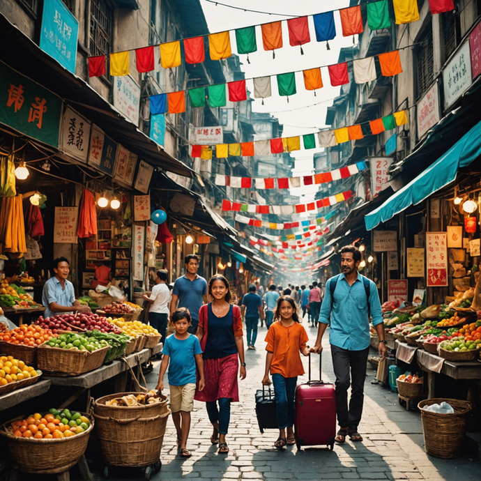 A Symphony of Colors and Life: Exploring a Bustling Asian Market