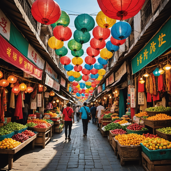 A Symphony of Colors: Life in a Bustling Asian Market