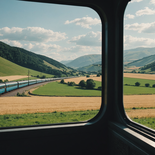 Tranquil Train Journey Through a Verdant Valley