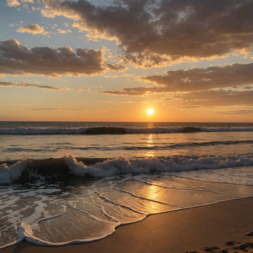 Golden Hour Serenity: Sunset Over the Ocean