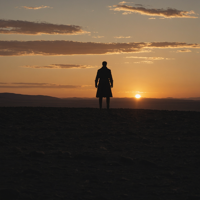 Silhouetted Against the Setting Sun, a Moment of Contemplation