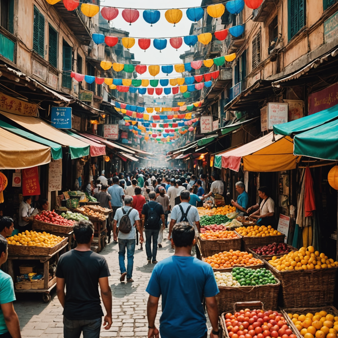 Lost in the Vibrant Chaos: A Street Market in Asia