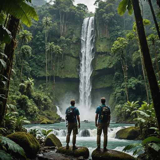 Awe-Inspiring Waterfall in a Lush Tropical Rainforest