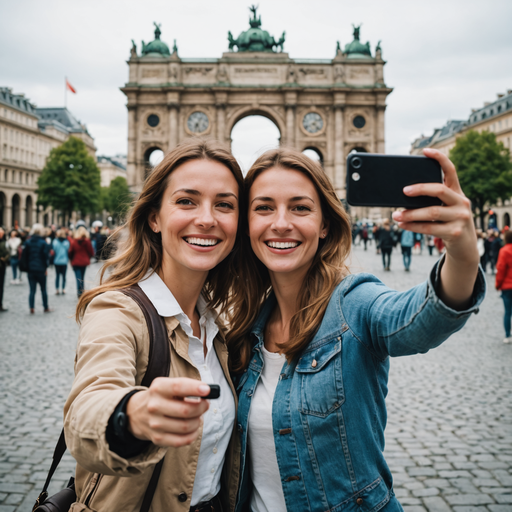 Capturing Joy in the City: Two Friends Strike a Pose